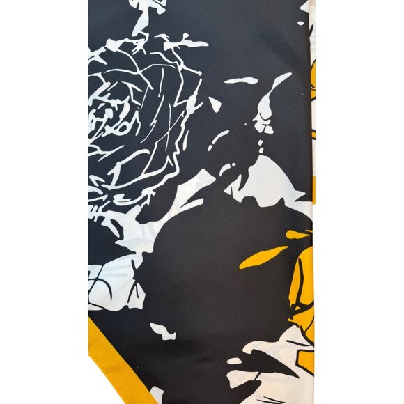 2/$30 Vibrant Bright & Beautiful Floral Gold Black White Flower Printed Scarf - Picture 5 of 9